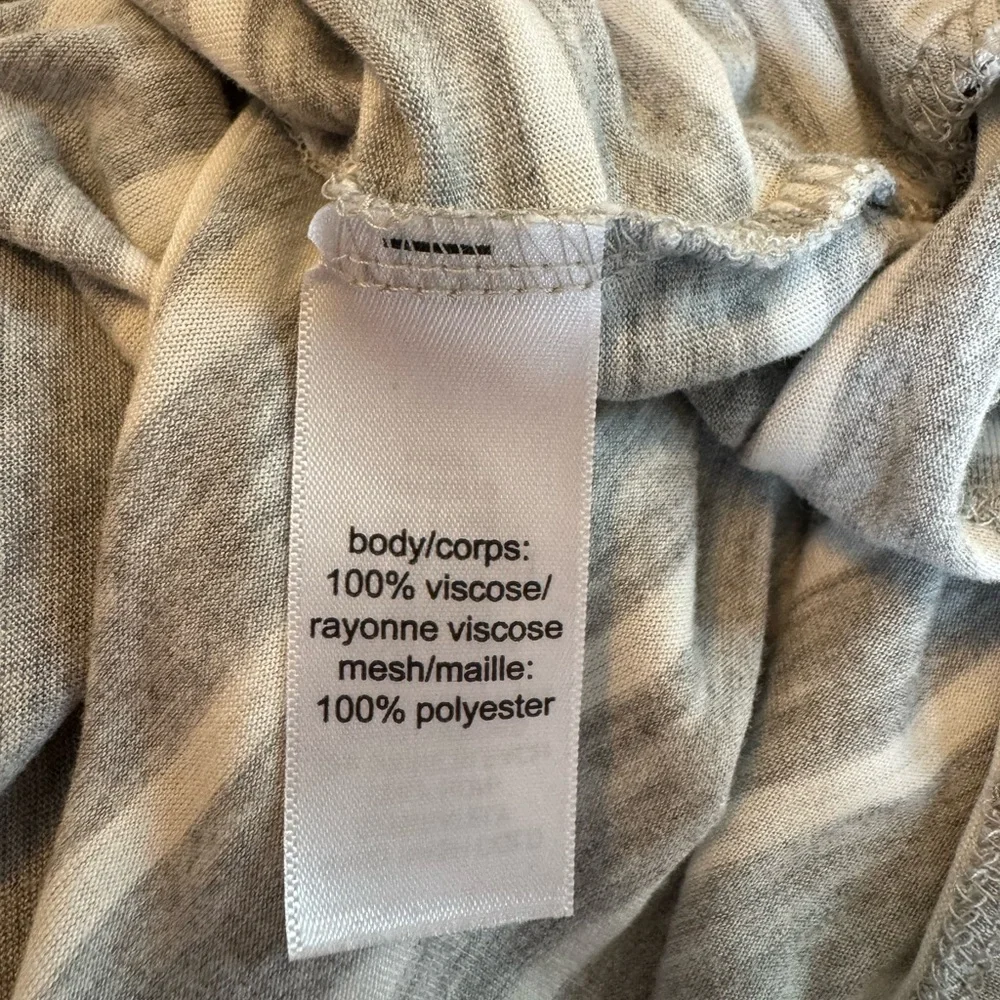 Maurices Gray and White Striped Embroidered Scoop Neck Top with mesh overlay - Picture 8 of 8
